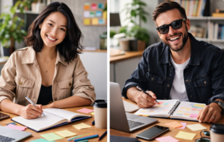 Person taking notes at work