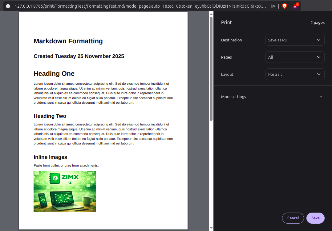 Print to PDF browser preview